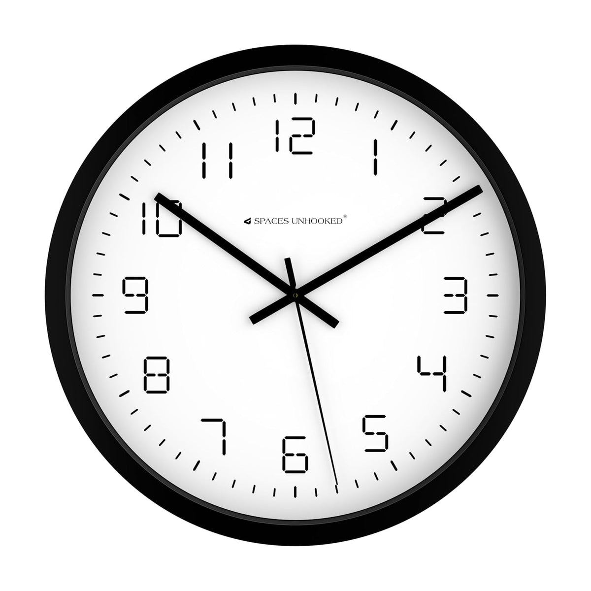 Black and white wall clock on a white background