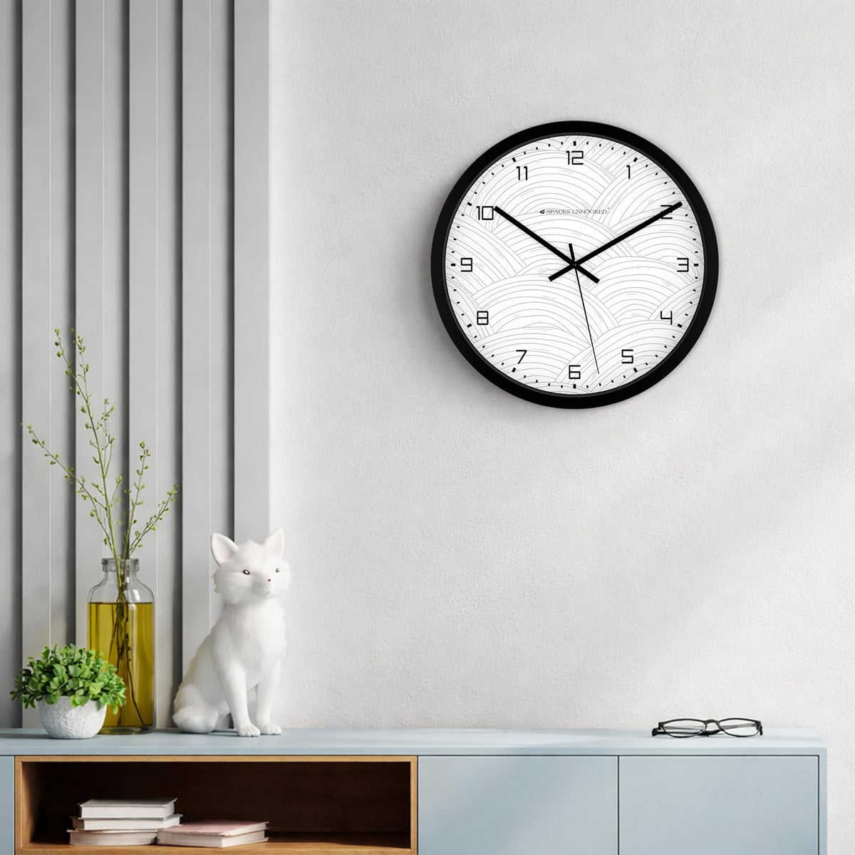 Non Ticking Wall Clock Topographic Black