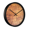 Large rustic wall clock with Roman numeral markings and sleek black frame