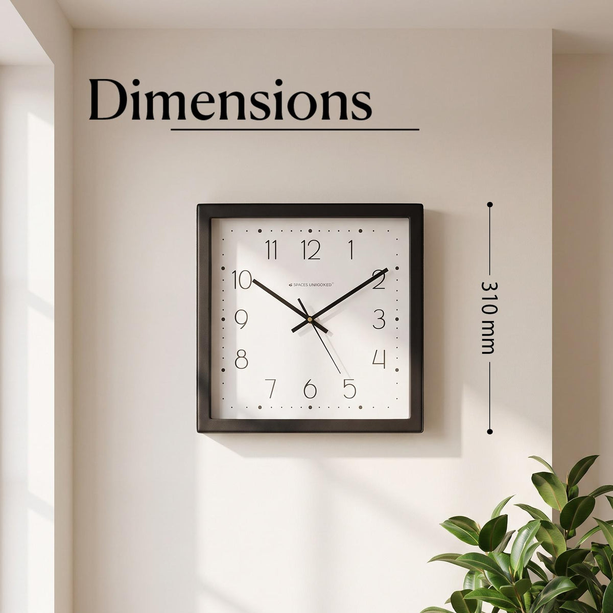 Close-up of slim numerals 1 to 12 inside a dotted border on a white clock dial
