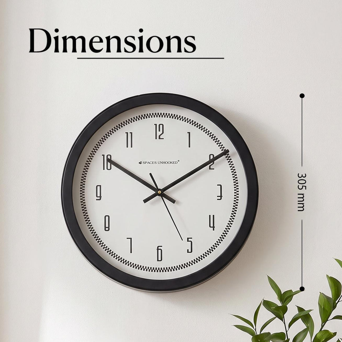 Spaces Unhooked Checkered Border Round Wall Clock, Retro Numerals