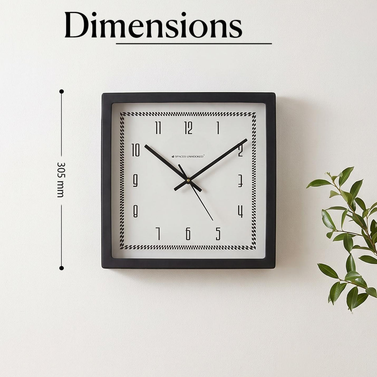Close-up of tall slim numerals and a black and white checked border on a clock dial