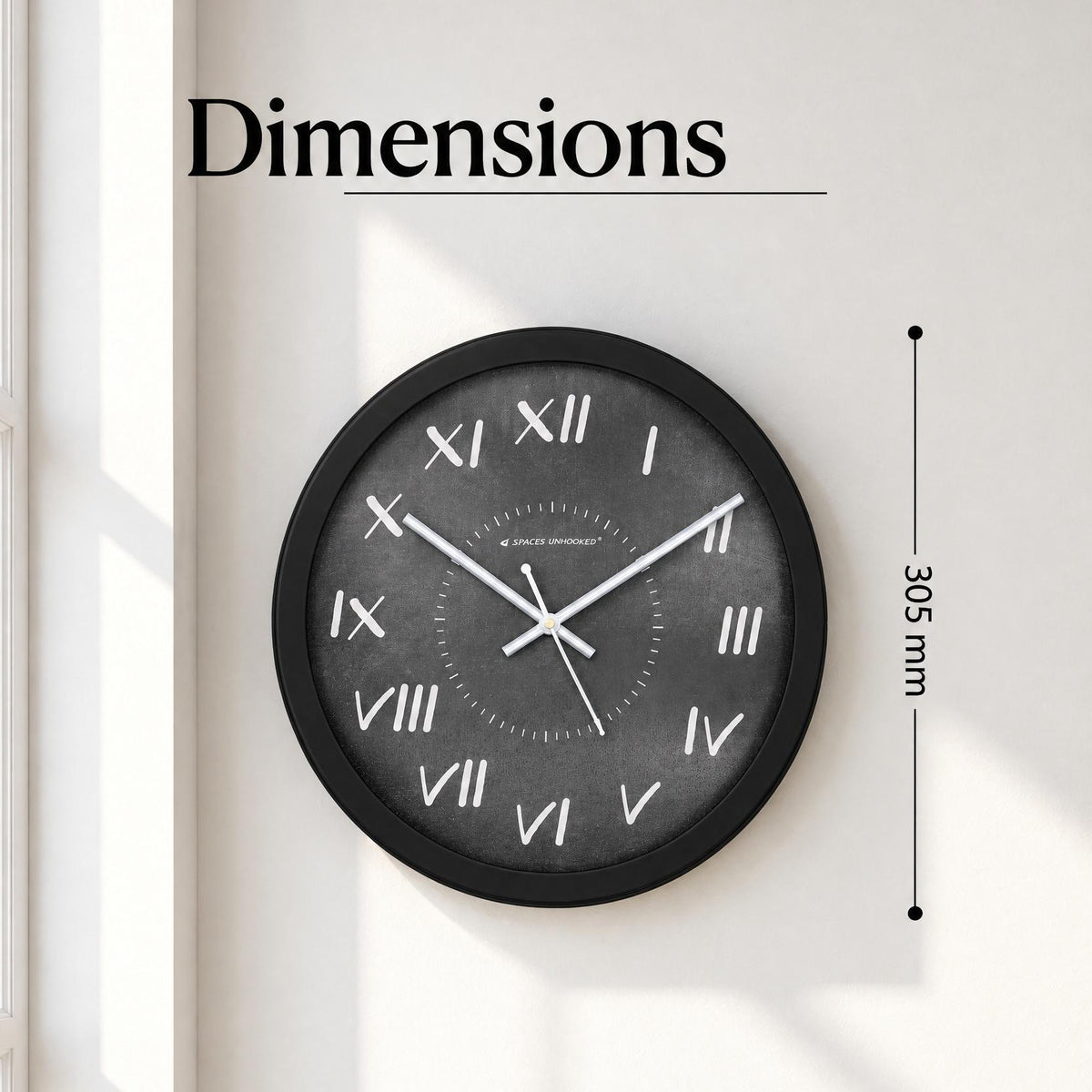 Spaces Unhooked Chalkboard Round Wall Clock, Chalk Roman Numerals
