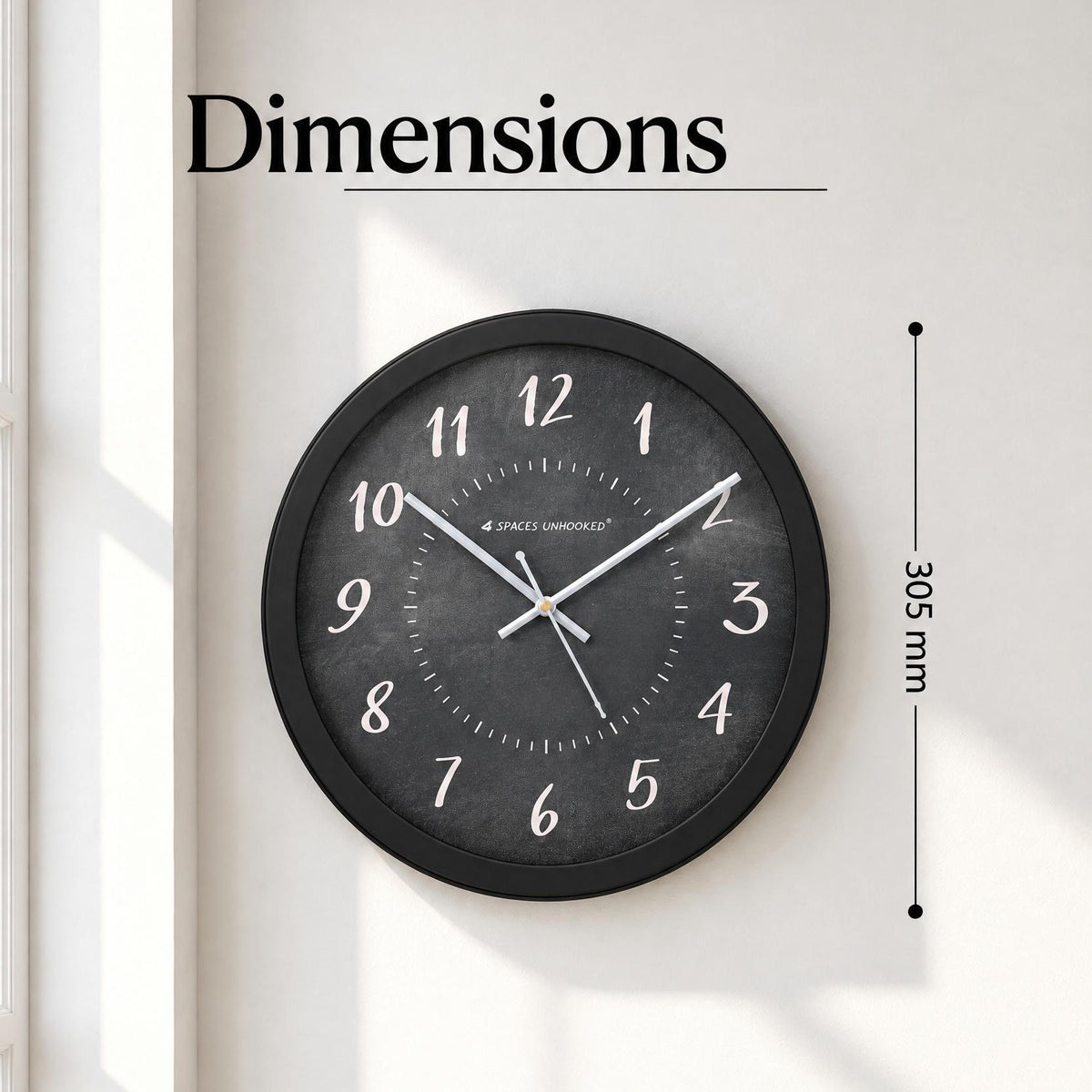Spaces Unhooked Chalkboard Round Wall Clock, Handwritten Numerals
