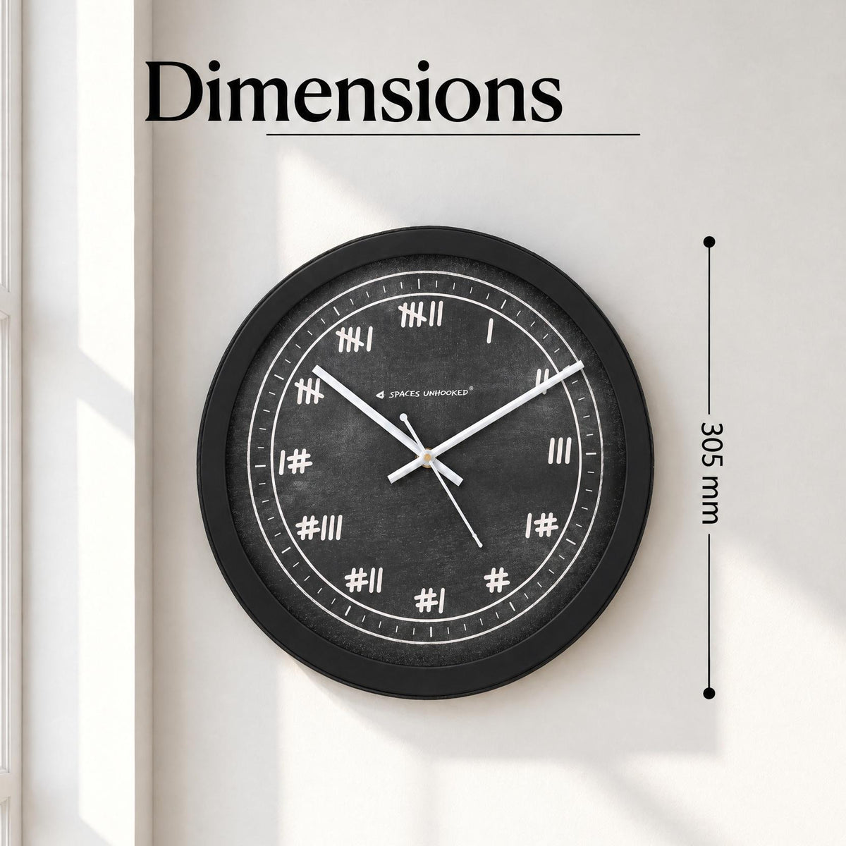 Spaces Unhooked Chalkboard Tally Mark Round Wall Clock