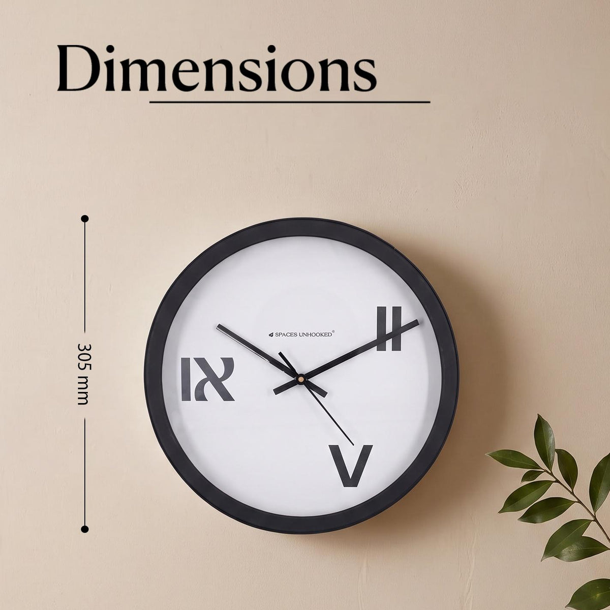 Spaces Unhooked Modern Roman Numeral Round Wall Clock, Three-Numeral