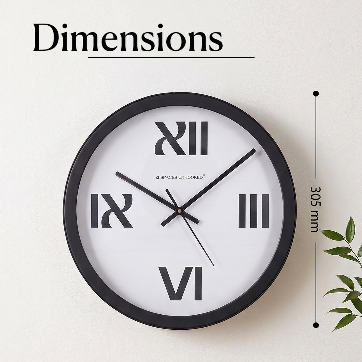 Spaces Unhooked Bold Roman Numeral Minimal Round Wall Clock