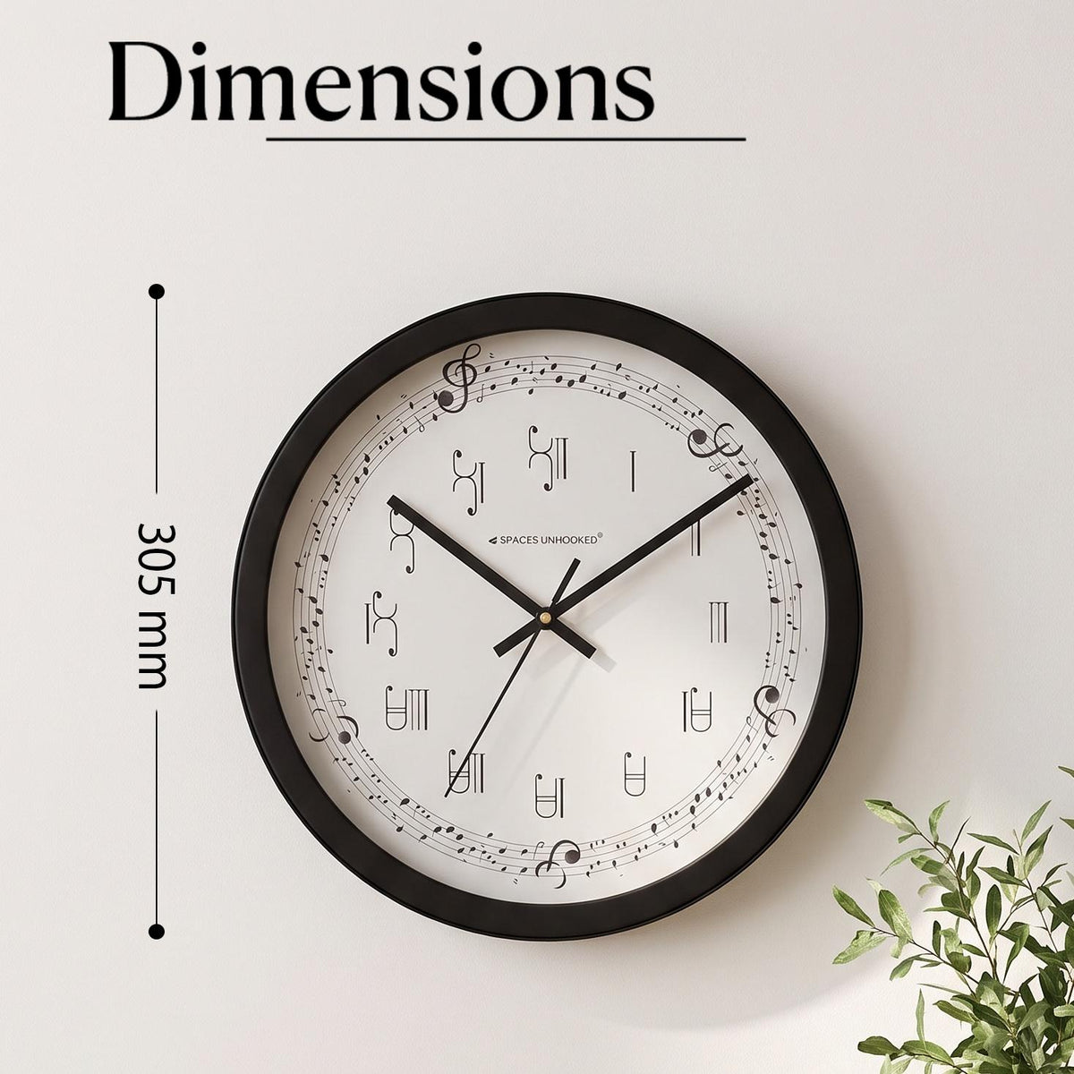 Spaces Unhooked Music Note Round Wall Clock, Treble Clef Dial