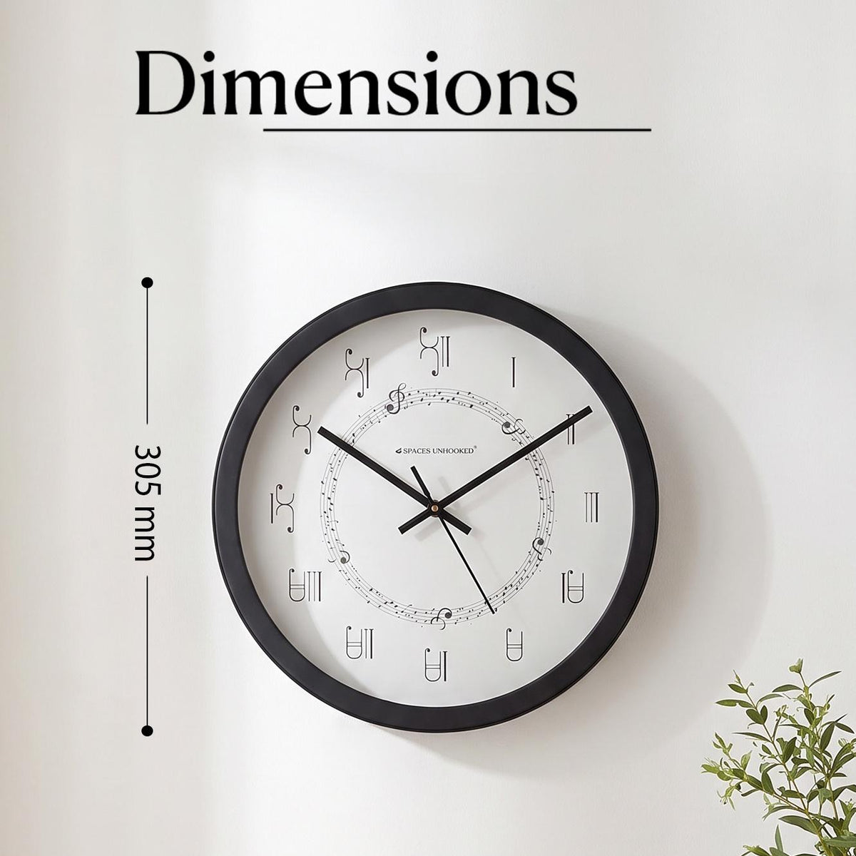 Spaces Unhooked Music Lover Round Wall Clock, Inner Note Ring