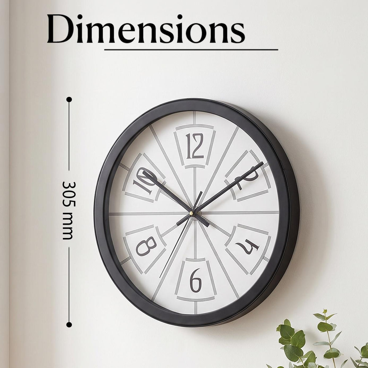 Spaces Unhooked Art Deco Sunburst Round Wall Clock, White Dial