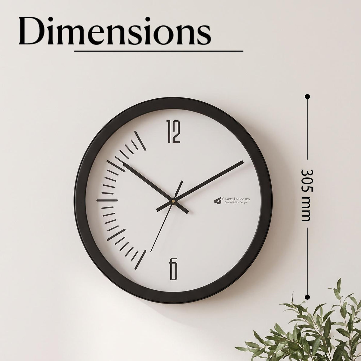 Spaces Unhooked Minimalist Round Wall Clock, Half Arc Markers