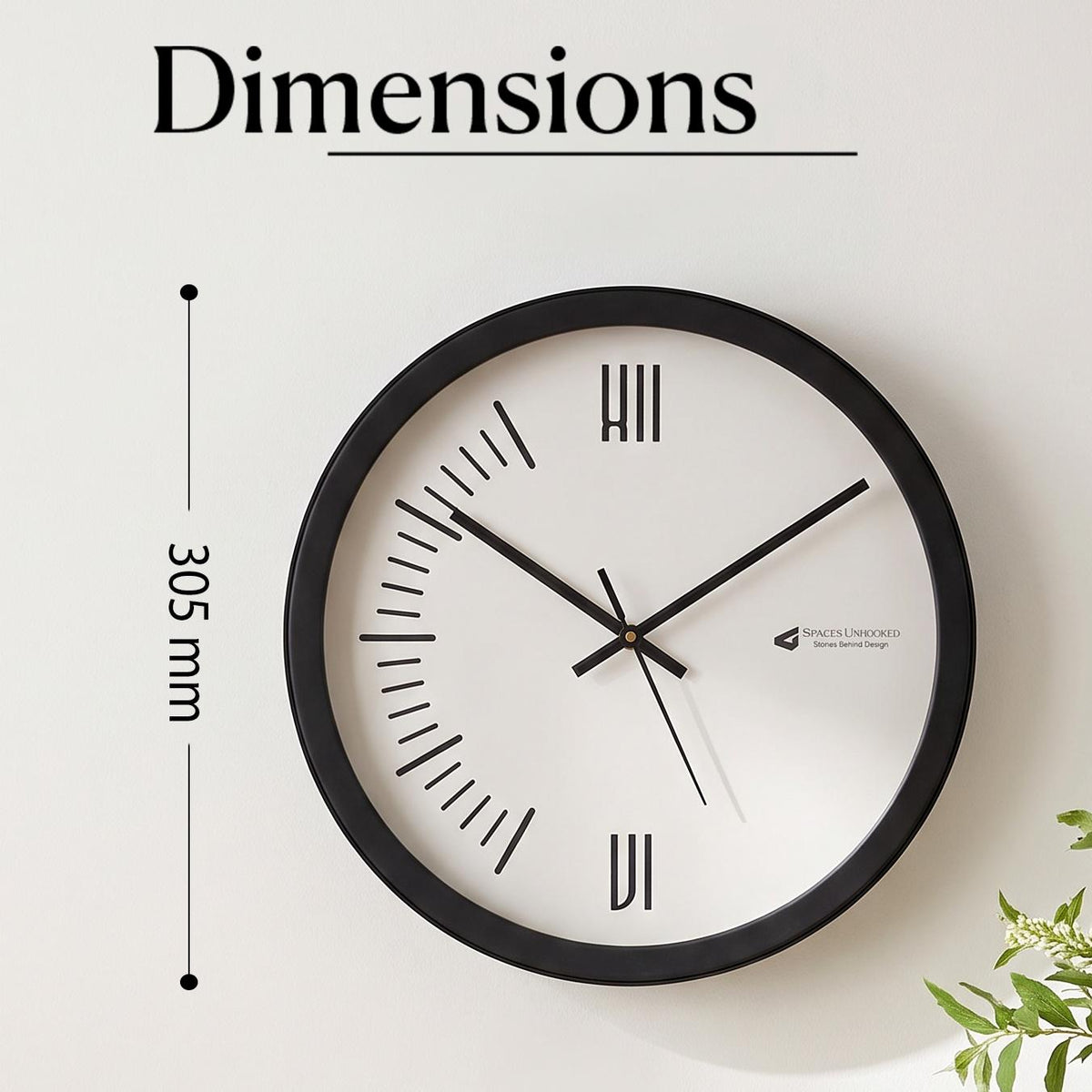 Spaces Unhooked Minimalist Roman Numeral Round Wall Clock