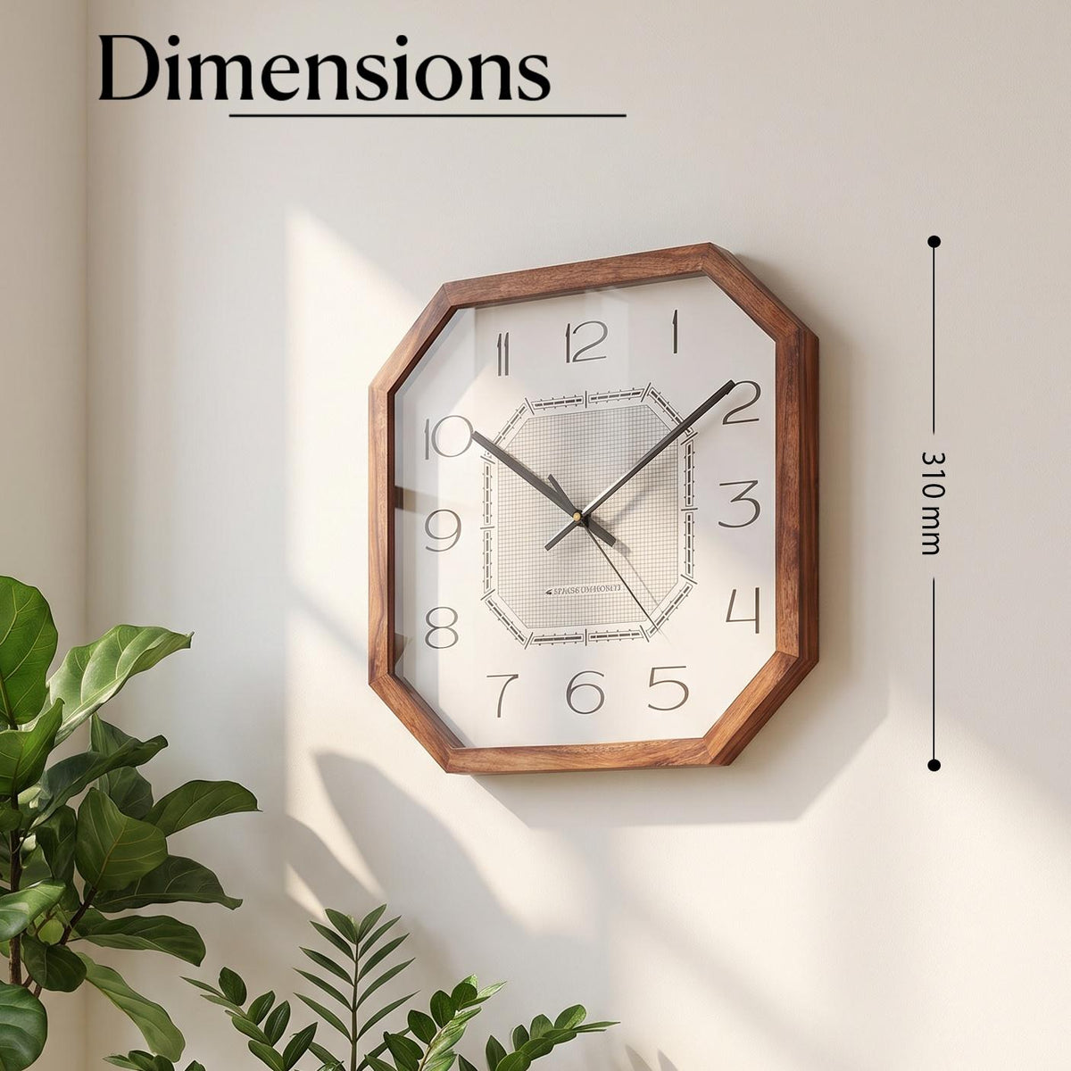 Close-up of the fine grid centre panel and stepped border on an art deco wall clock dial