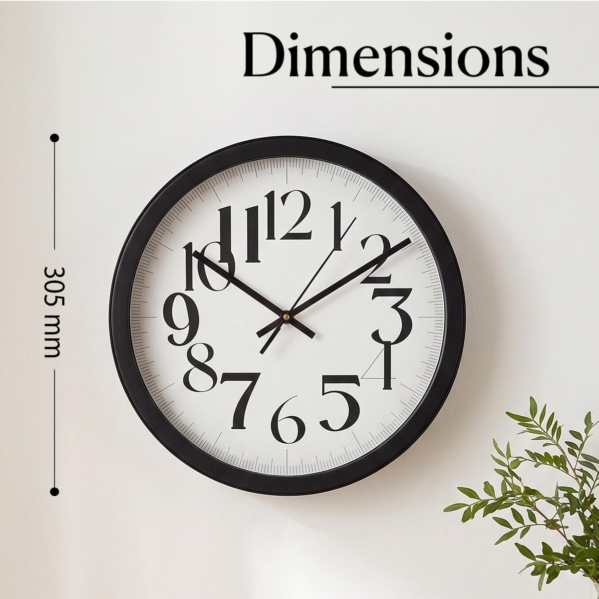 Spaces Unhooked Round Wall Clock, Bold Mixed-Size Numerals