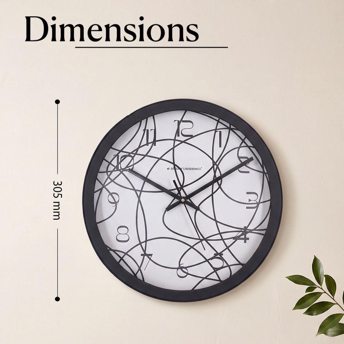 Spaces Unhooked Abstract Line Art Round Wall Clock, White Dial