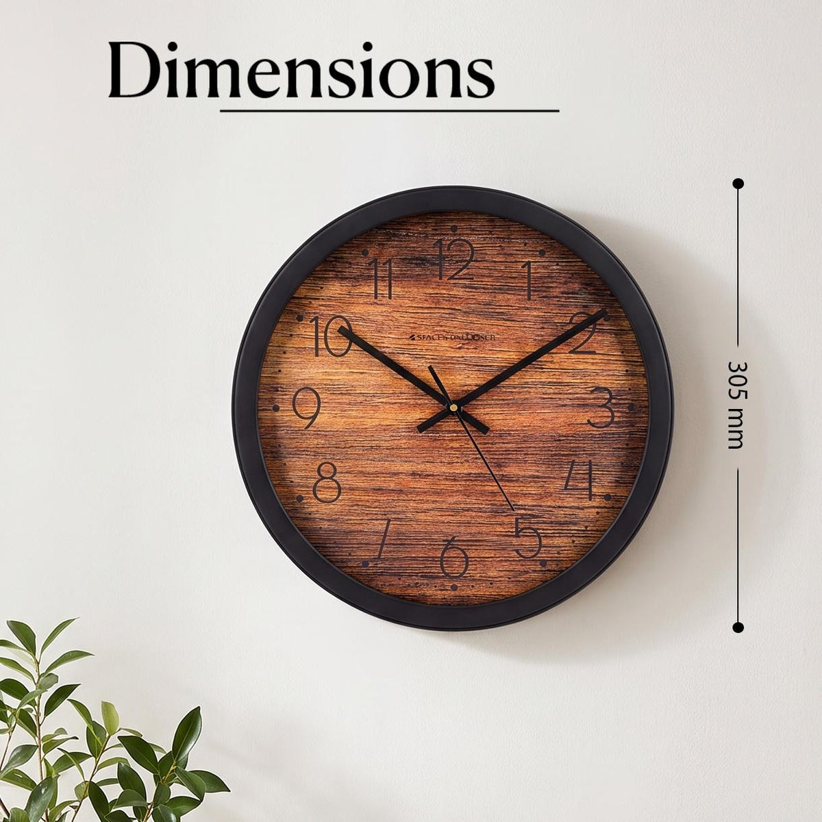 Spaces Unhooked Rustic Wood Grain Look Round Wall Clock