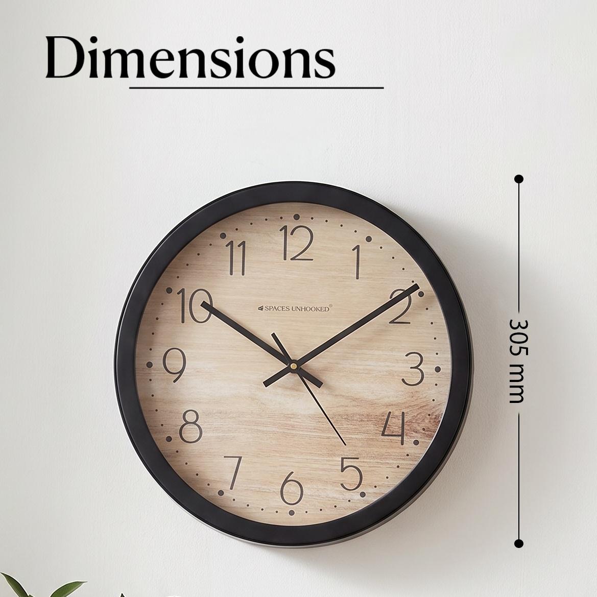 Spaces Unhooked Light Wood Look Round Wall Clock, Scandi Style
