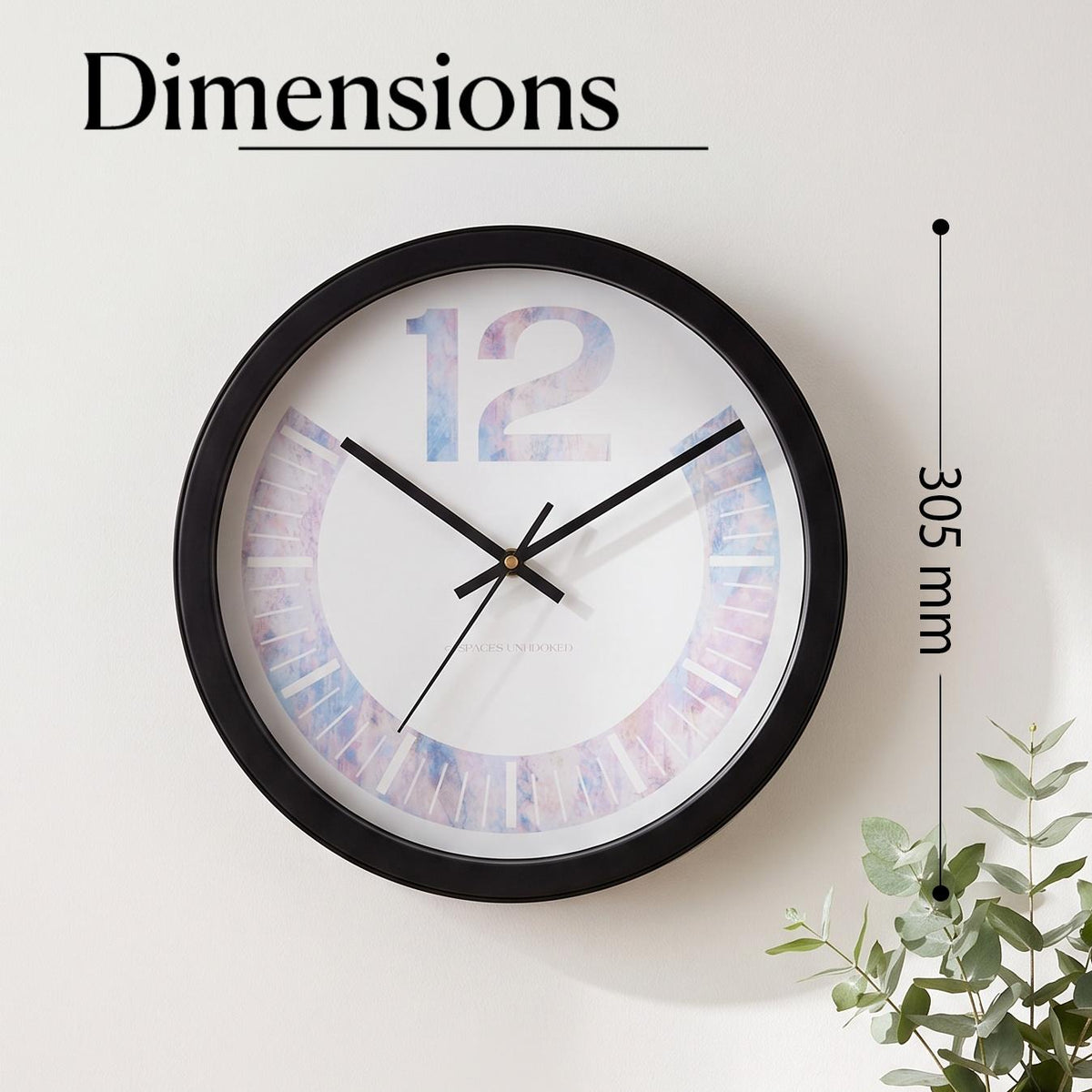 Spaces Unhooked Pastel Marble Round Wall Clock, Big 12 Dial
