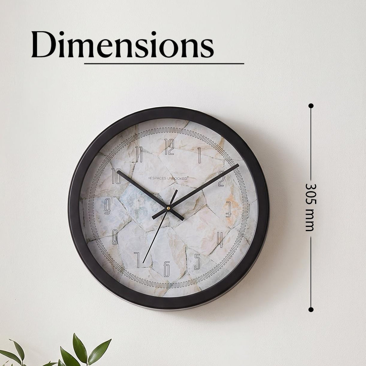 Spaces Unhooked Stone Texture Round Wall Clock, Outline Numerals