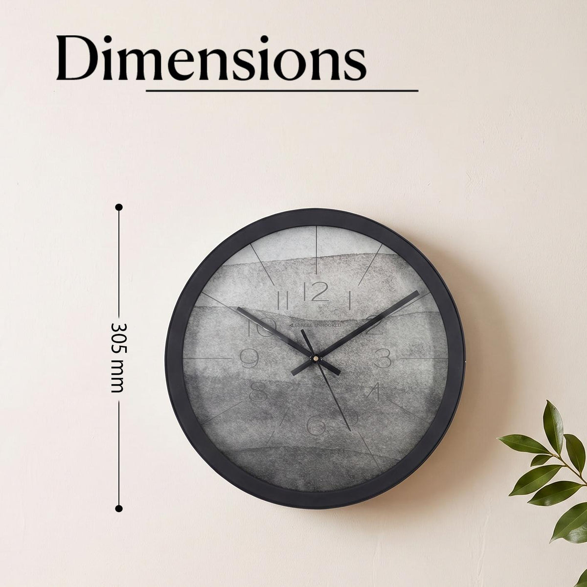 Spaces Unhooked Grey Watercolour Round Wall Clock, Calm Tones