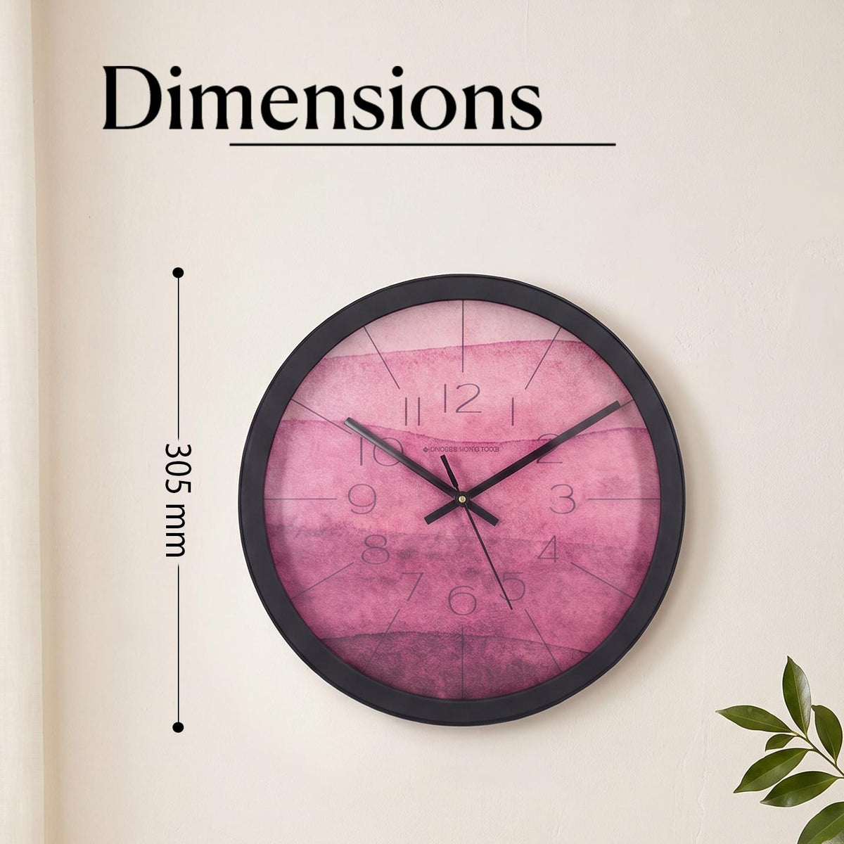 Spaces Unhooked Pink Watercolour Round Wall Clock, Berry Tones