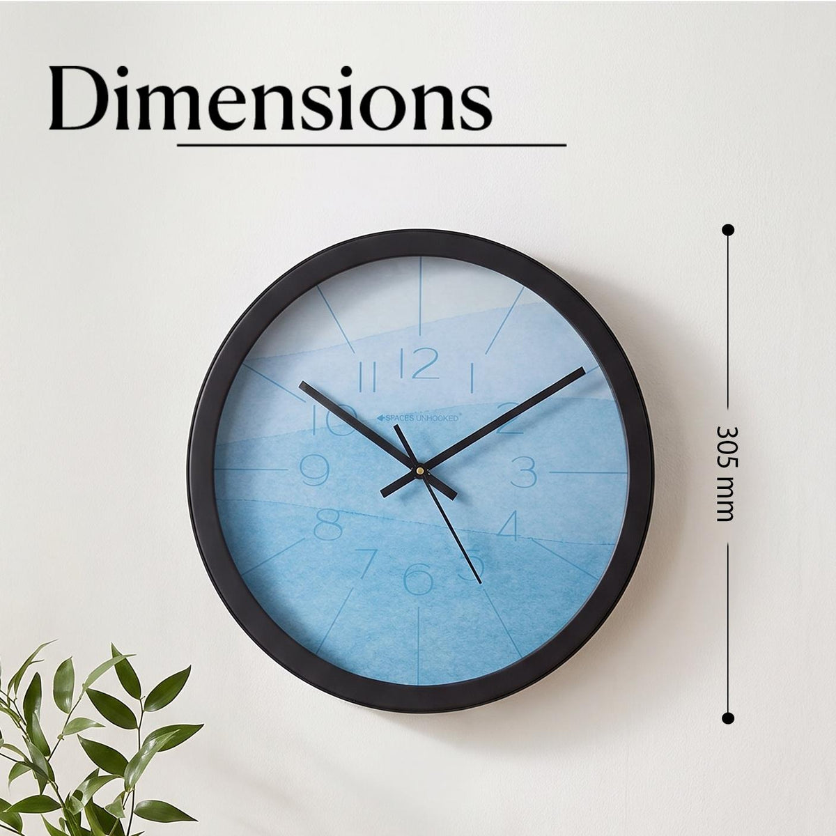 Spaces Unhooked Sky Blue Watercolour Round Wall Clock
