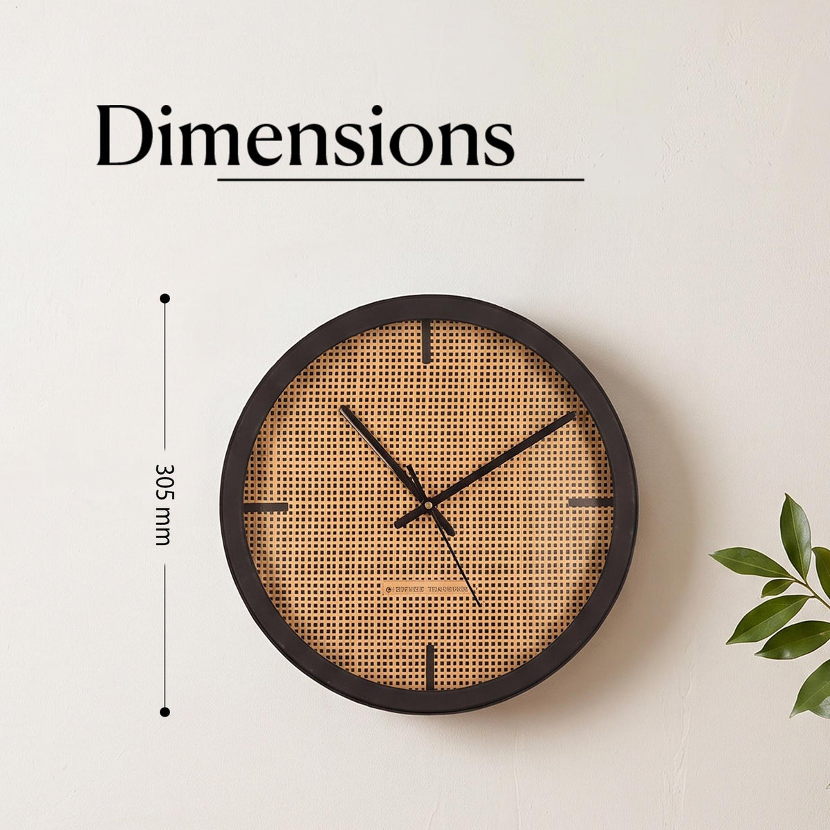 Spaces Unhooked Woven Cane Look Round Wall Clock, Honey Tone