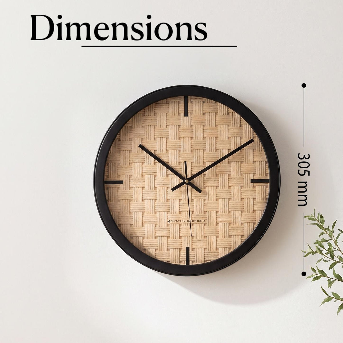 Spaces Unhooked Woven Rope Look Round Wall Clock, Natural
