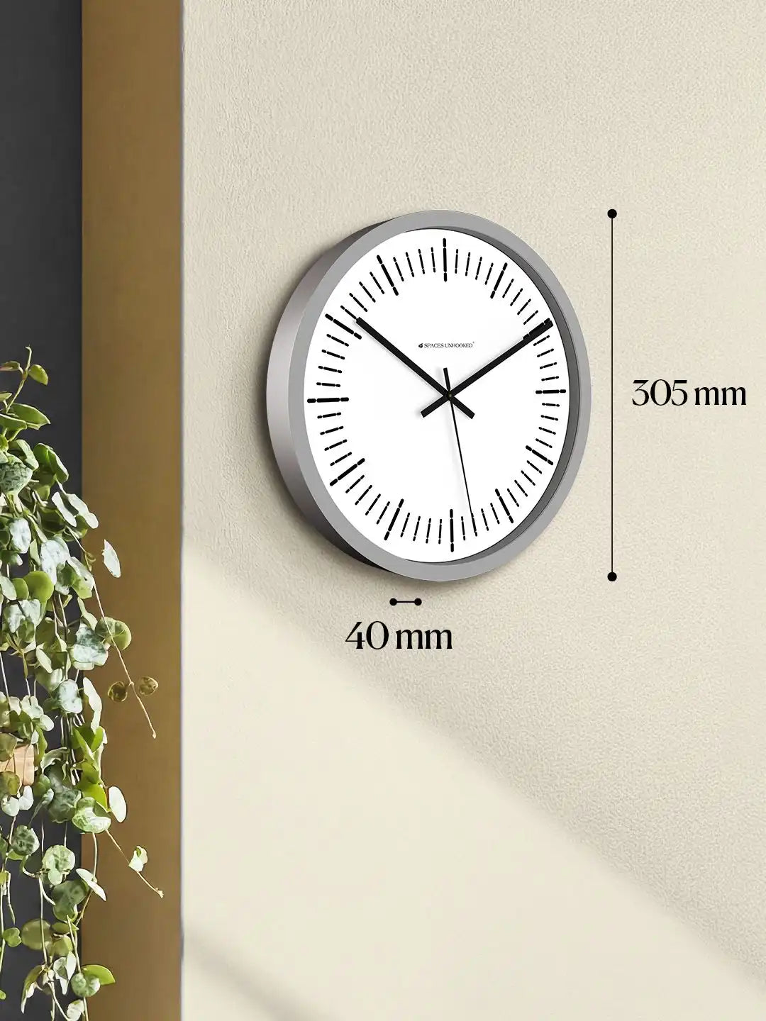 Dimension – Wall clock under 500 size chart showing 305mm diameter and 40mm depth