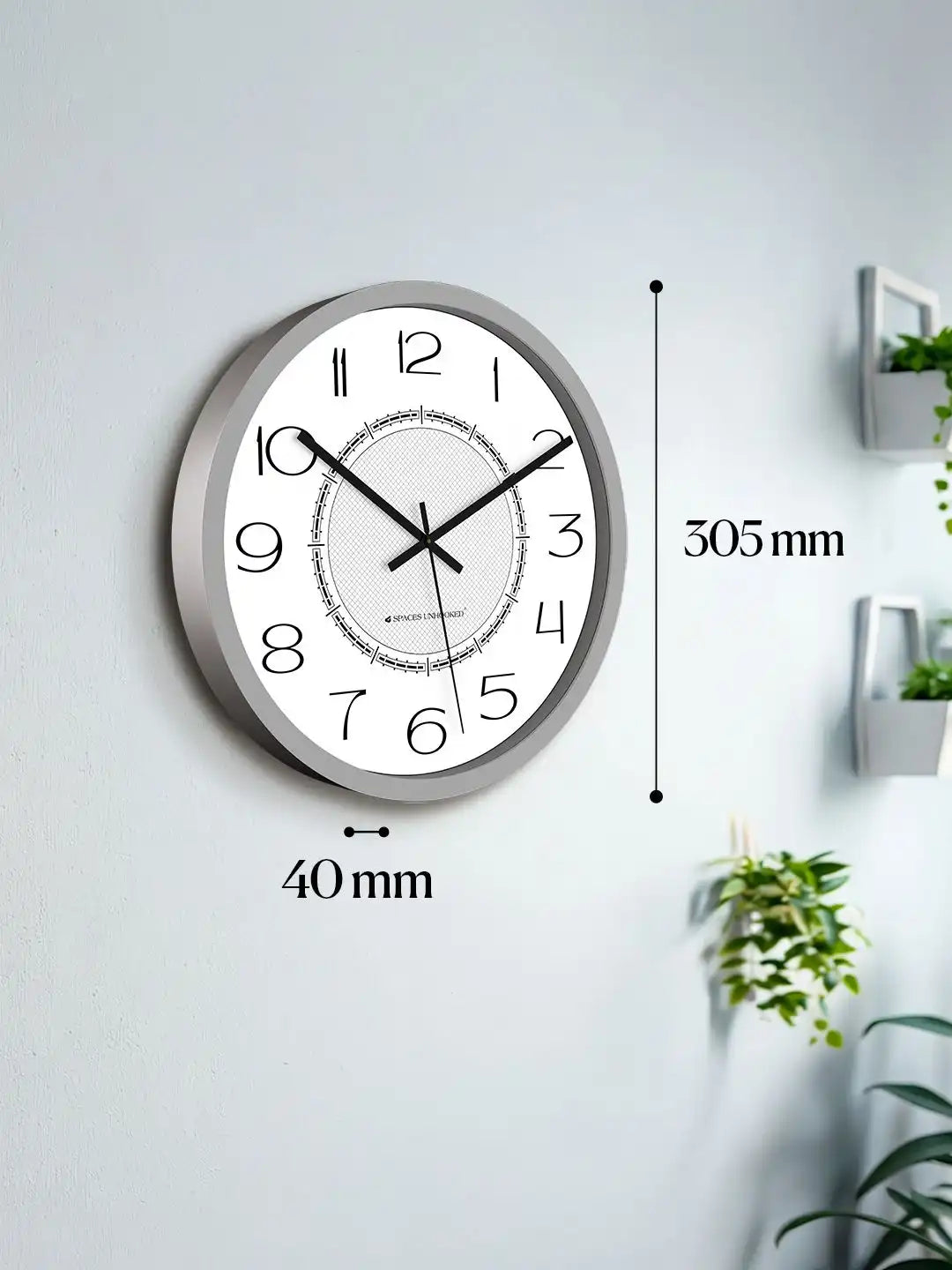 Dimension – Wall clock under 500 size chart showing 305mm diameter and 40mm depth