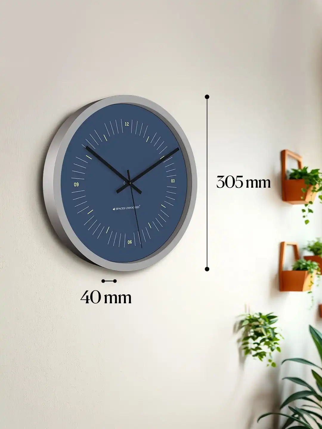 Dimension – Wall clock under 500 size chart showing 305mm diameter and 40mm depth