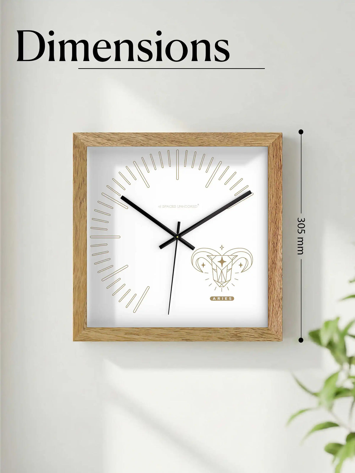 Aries Teak Wooden Wall Clock