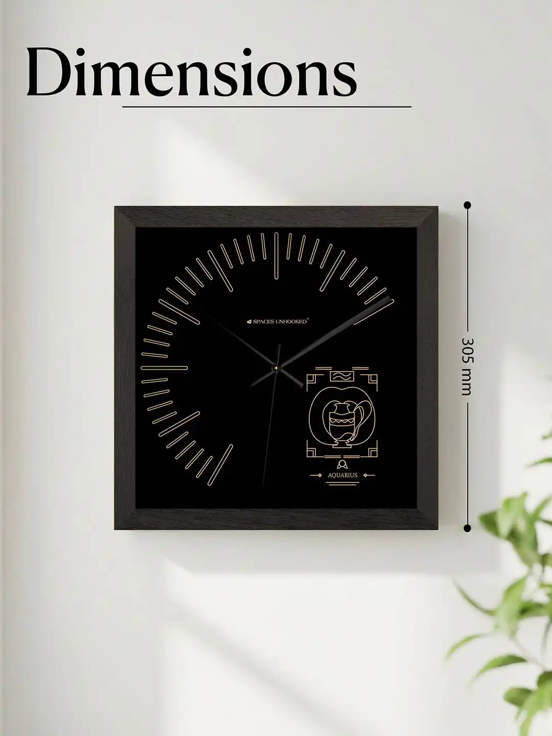 Aquarius zodiac wooden wall clock with premium gift box packaging, luxury wooden wall clock presentation and gifting-ready design