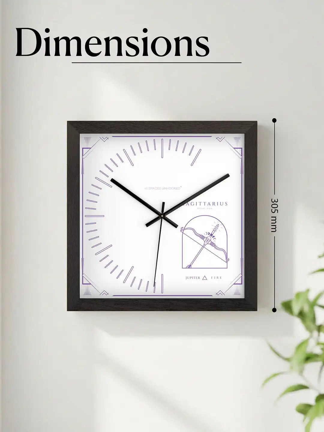 Large wooden wall clock dimensions 305 mm, dark wood wall clock sizing guide, modern wooden clocks for walls and living room décor