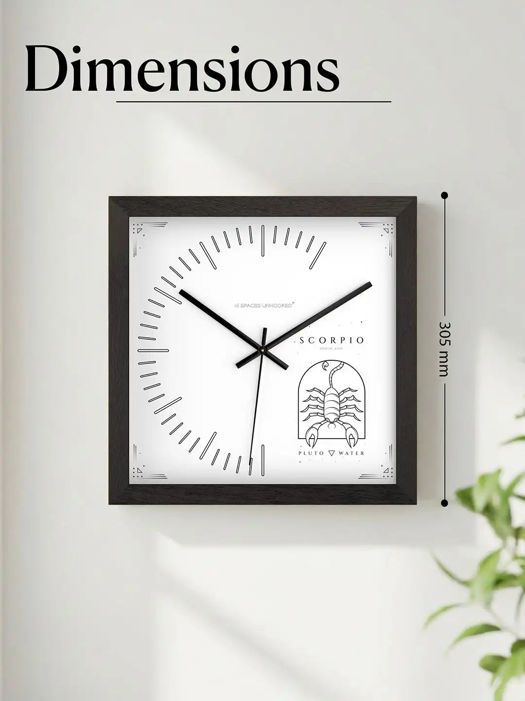 Large wooden wall clock dimensions 305 mm, dark wood wall clock sizing guide, modern wooden clocks for walls and living room décor