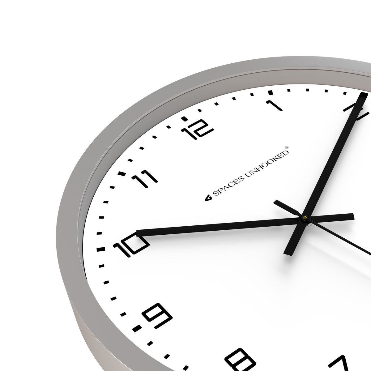 Top angle silver round wall clock white dial – stylish modern wall clock for living room home office India