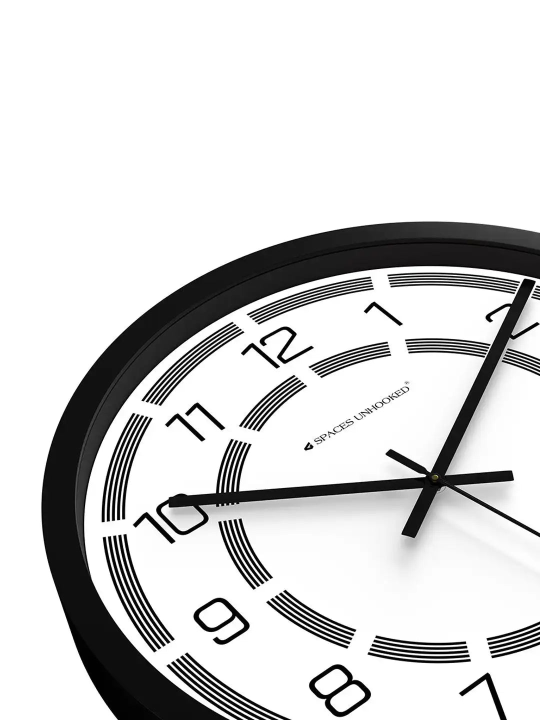 Bottom View of Silent Plastic Wall Clock – White Dial Black Frame