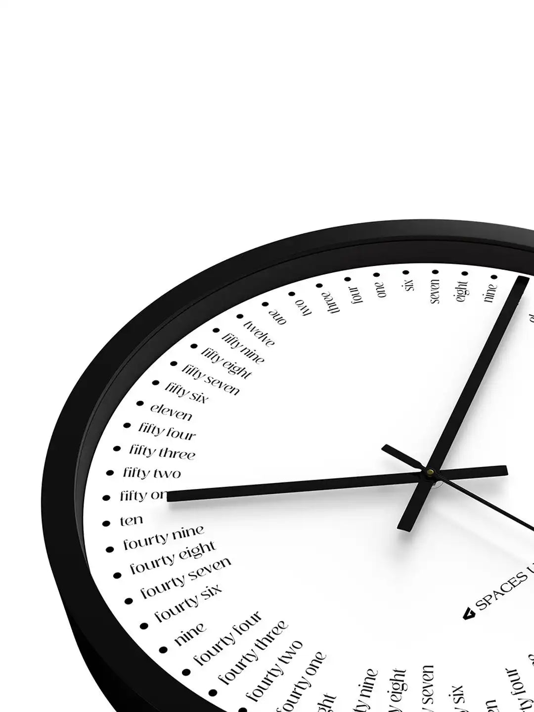 Down Angle Wall Clock - Designer Wall Clock with Numeral Words Dial