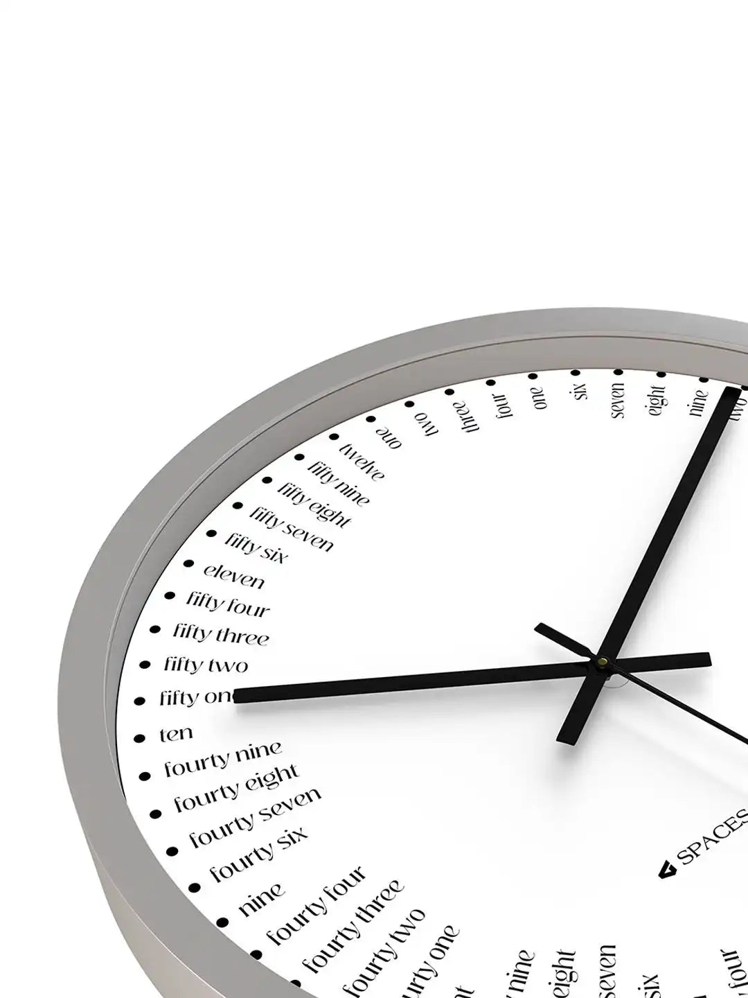 Down Angle Wall Clock - Designer Wall Clock with Numeral Words Dial