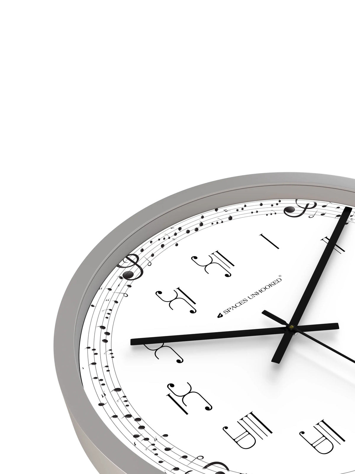 Grey 3D Angle Wall Clock - Premium Plastic Wall Clock Musical Theme