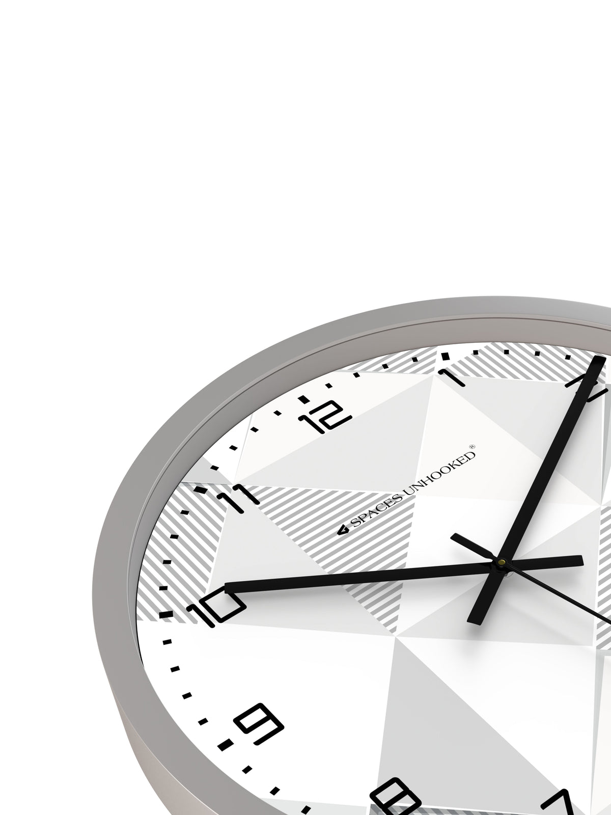 Wall clock with geometric design on a white background