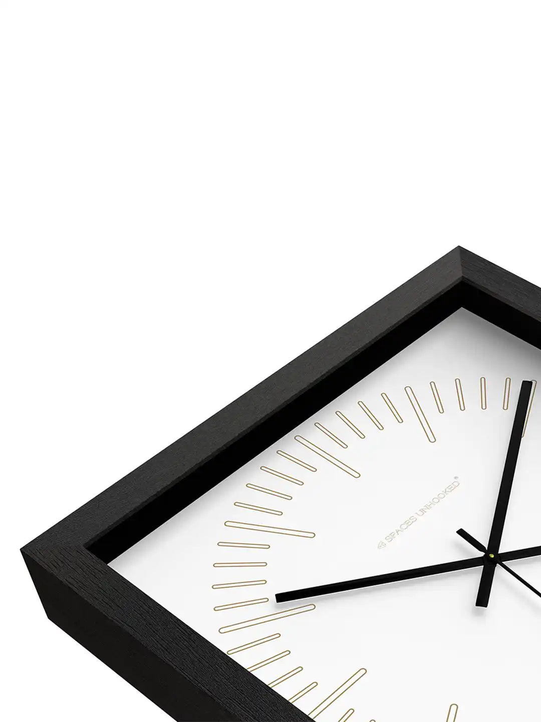 Square Dark Wood Frame Wall Clock with Gold Aries Design on Wooden Table - Wooden Wall Clock for Living Room