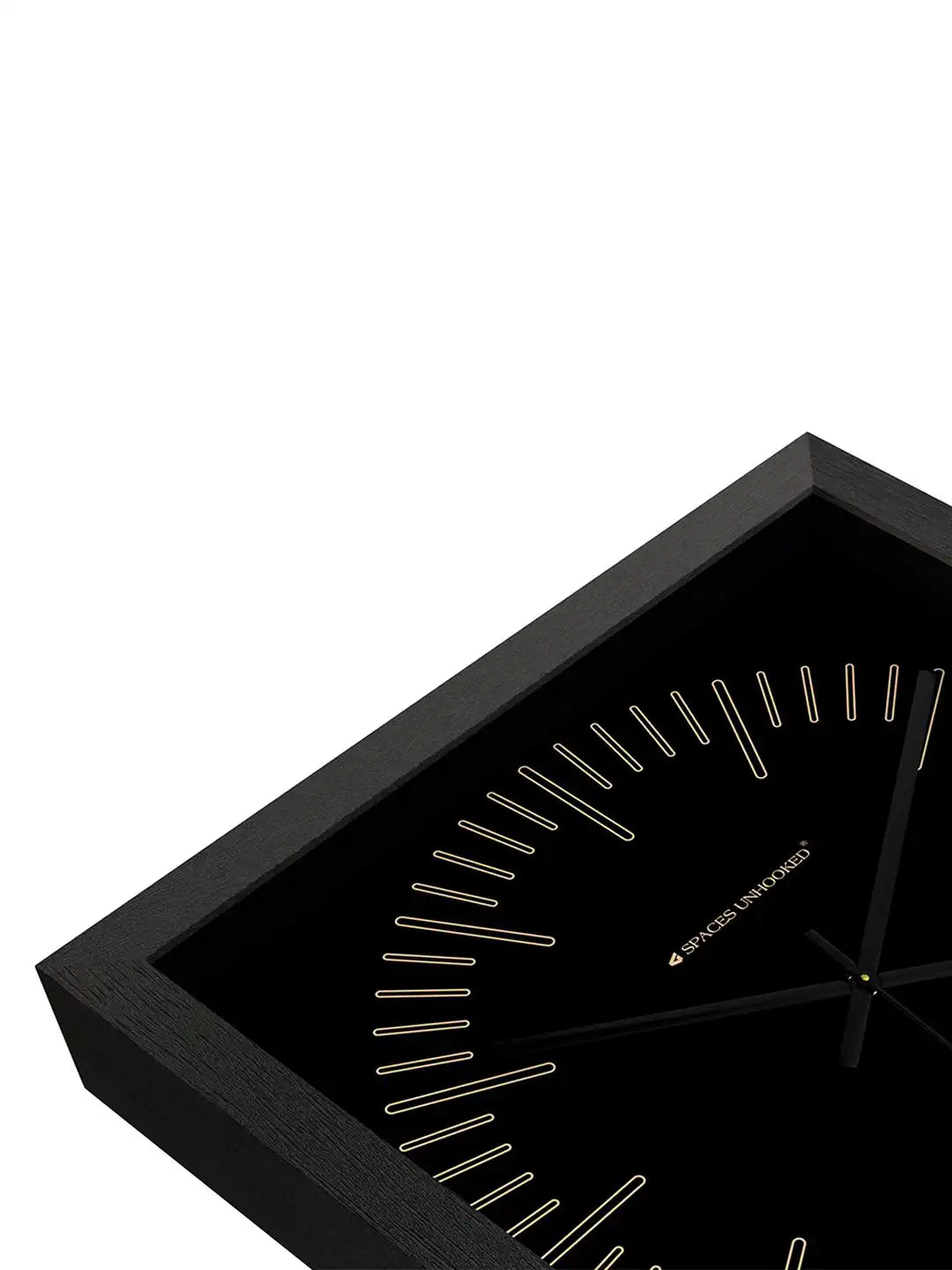 Virgo Zodiac Wood Frame Wall Clock – Top Down View Black Dial Gold Markers | Spaces Unhooked