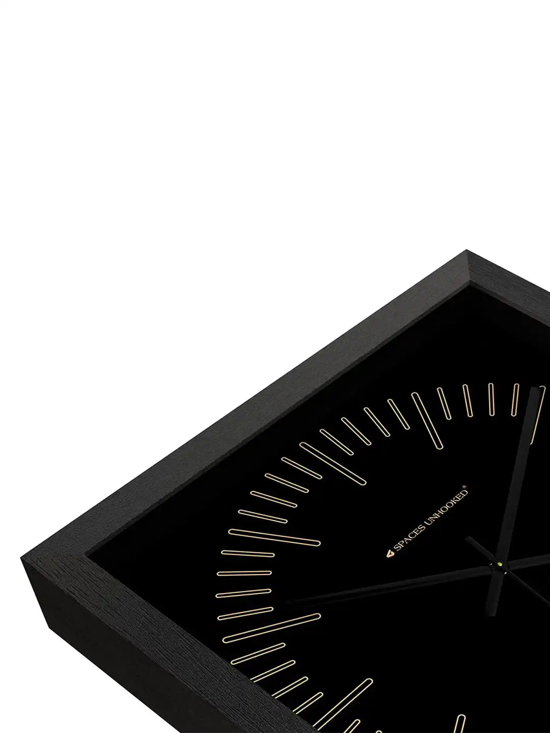 Sagittarius Zodiac Wood Frame Wall Clock – Top Down View Black Dial Gold Markers | Spaces Unhooked