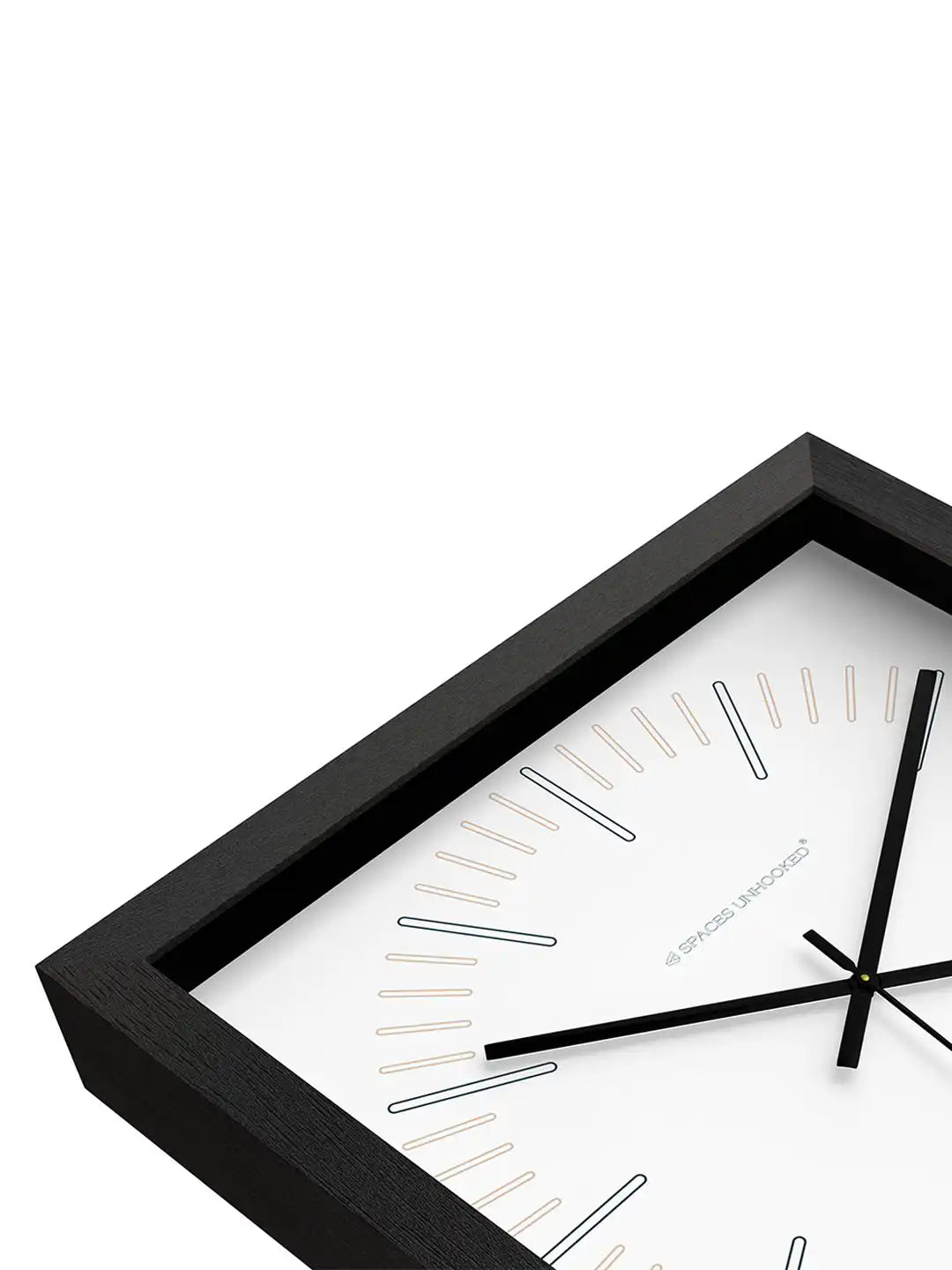 Square 305 mm wall clock with modern aesthetic dial layout and artistic printed artwork.