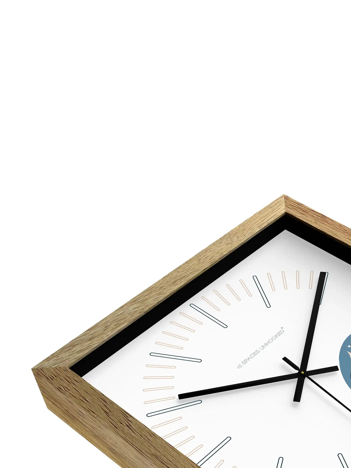 Pisces Zodiac Wooden Wall Clock – Natural Timber Frame Indian Home Decor Style Brass Accents | Spaces Unhooked