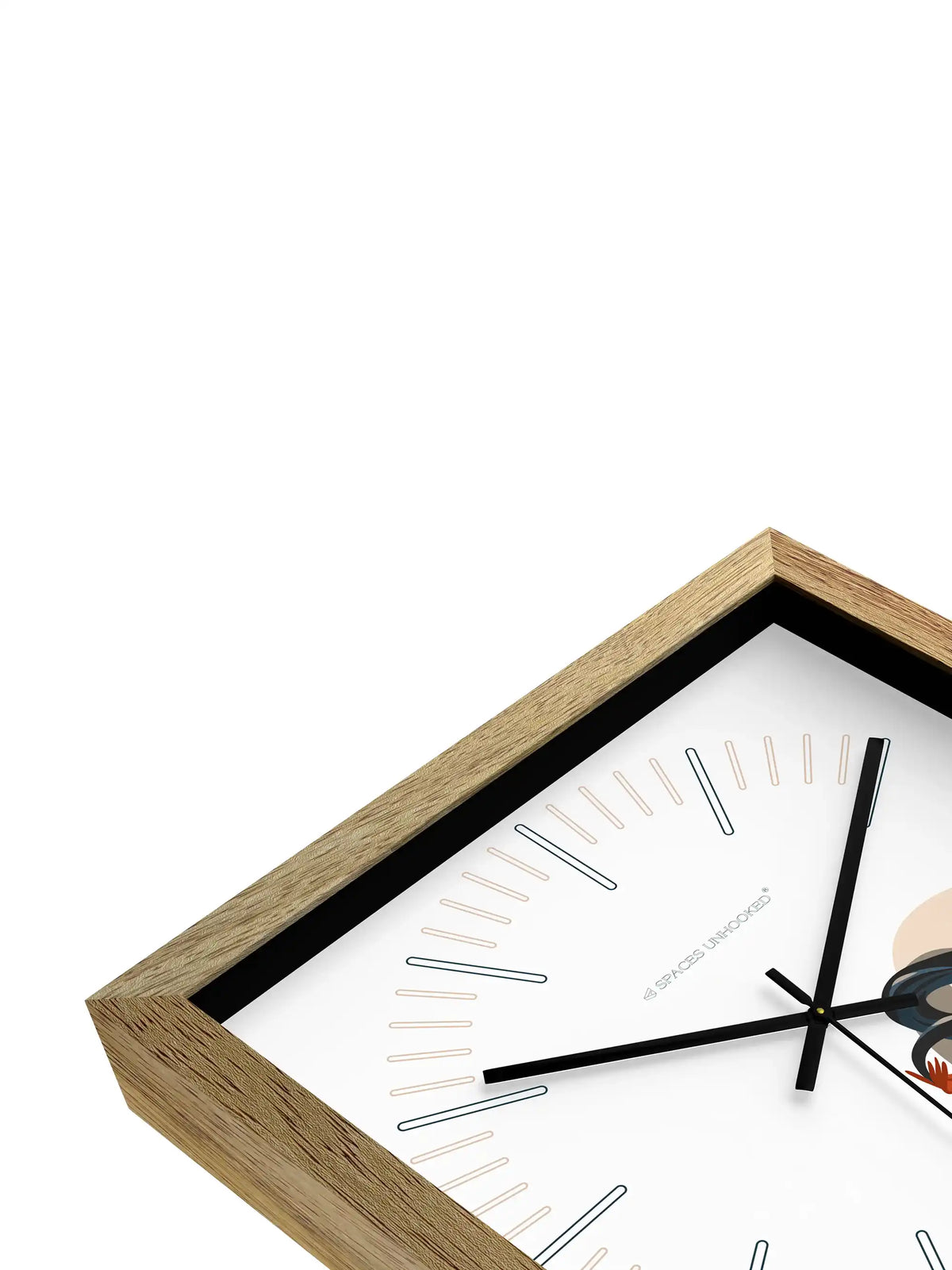 Aries Zodiac Wooden Wall Clock – Natural Timber Frame Indian Home Decor Style Brass Accents | Spaces Unhooked