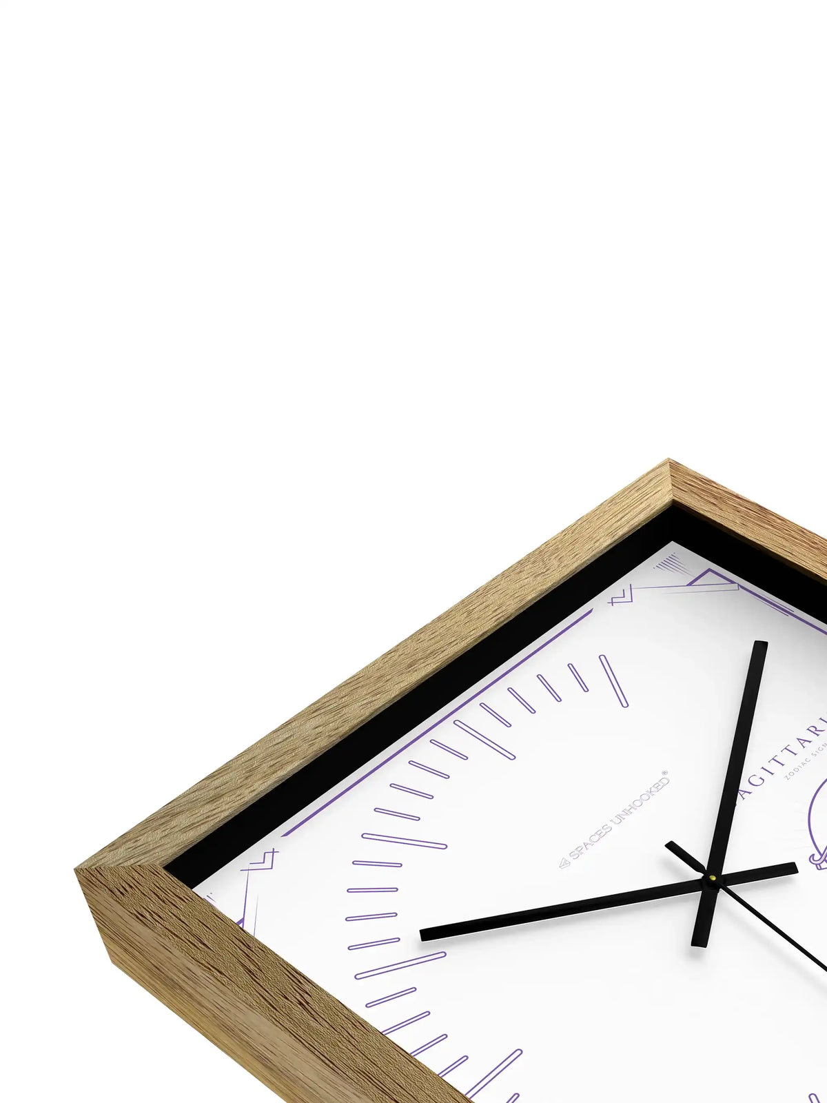 Sagittarius Zodiac Wooden Wall Clock – Natural Timber Frame Indian Home Decor Style Brass Accents | Spaces Unhooked