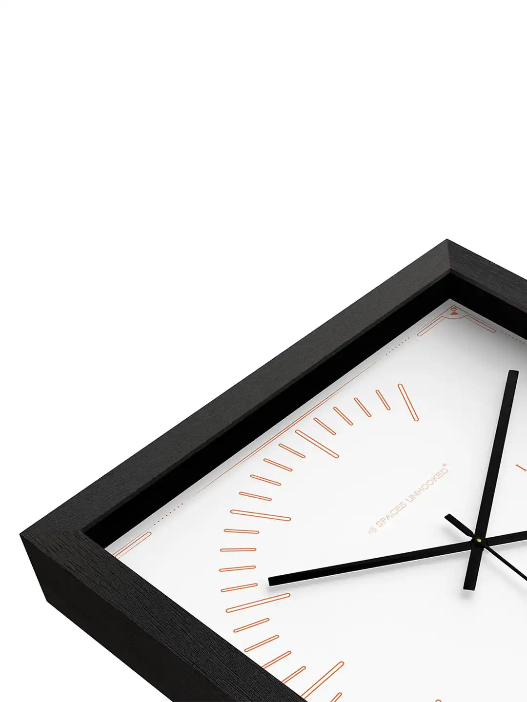 Angled close-up view of Leo wooden wall clock, dark wood frame with lion zodiac artwork, modern decorative wall clock design