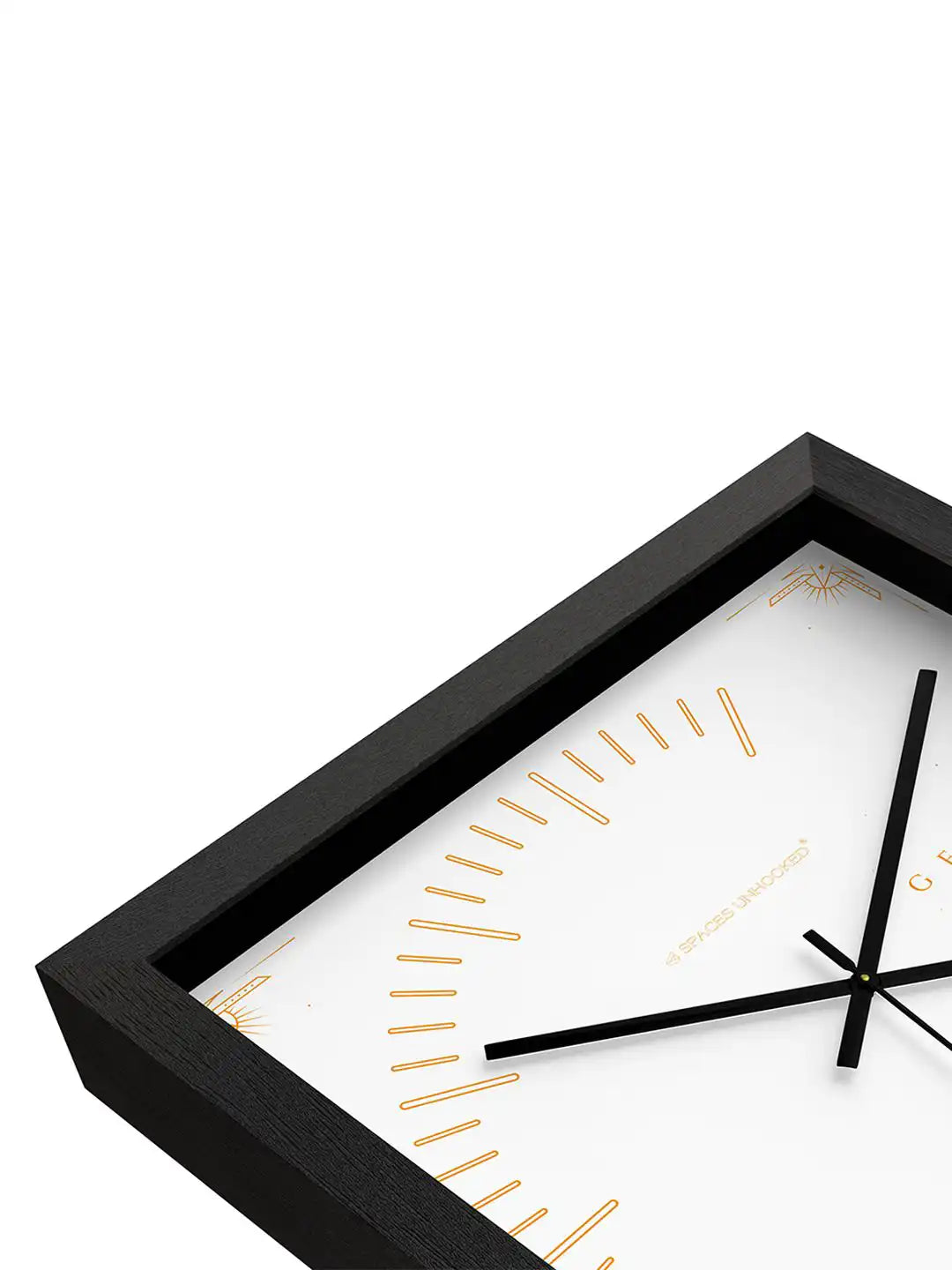 Spaces Unhooked Gemini Zodiac Square Wooden Wall Clock with Dark Wood Frame and Gold Twin Faces Dial - Modern Wood Wall Clock for Living Room